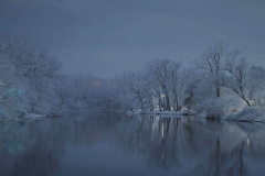 Birmingham Lake Night Winter Scene