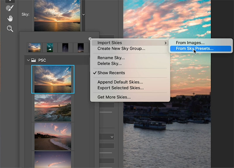 load skies into photoshop