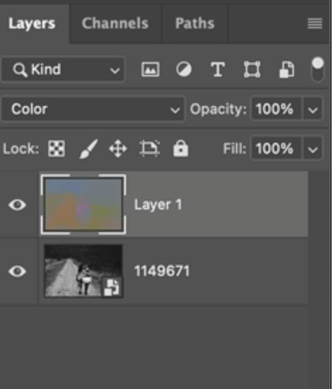 color layer in Photoshop layers panel