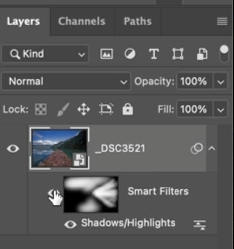 layer mask with smart filter to paint away shadows
