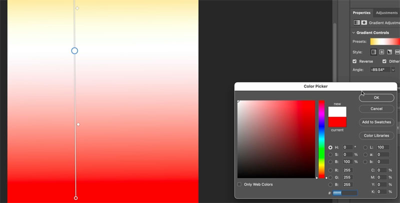 add a color to the gradient in photoshop