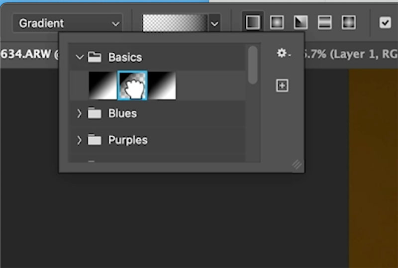 Choose a gradient in photoshop