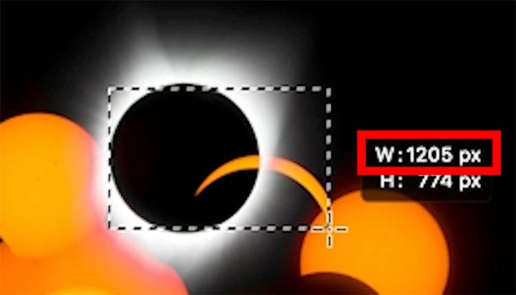 measure eclipse sequence in Photoshop