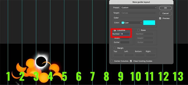 make eclipse sequence in Photoshop