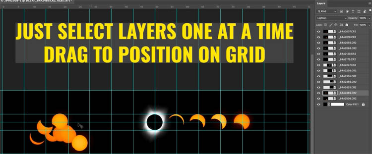 positioning eclipse sequence in Photoshop