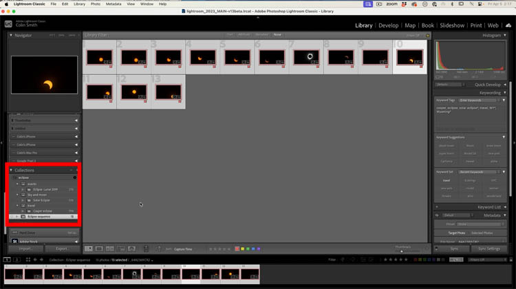 make eclipse sequence in lightroom classic