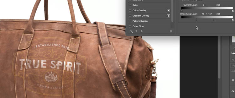 Advanced Blending enables the overlay to blend into the image in photoshop