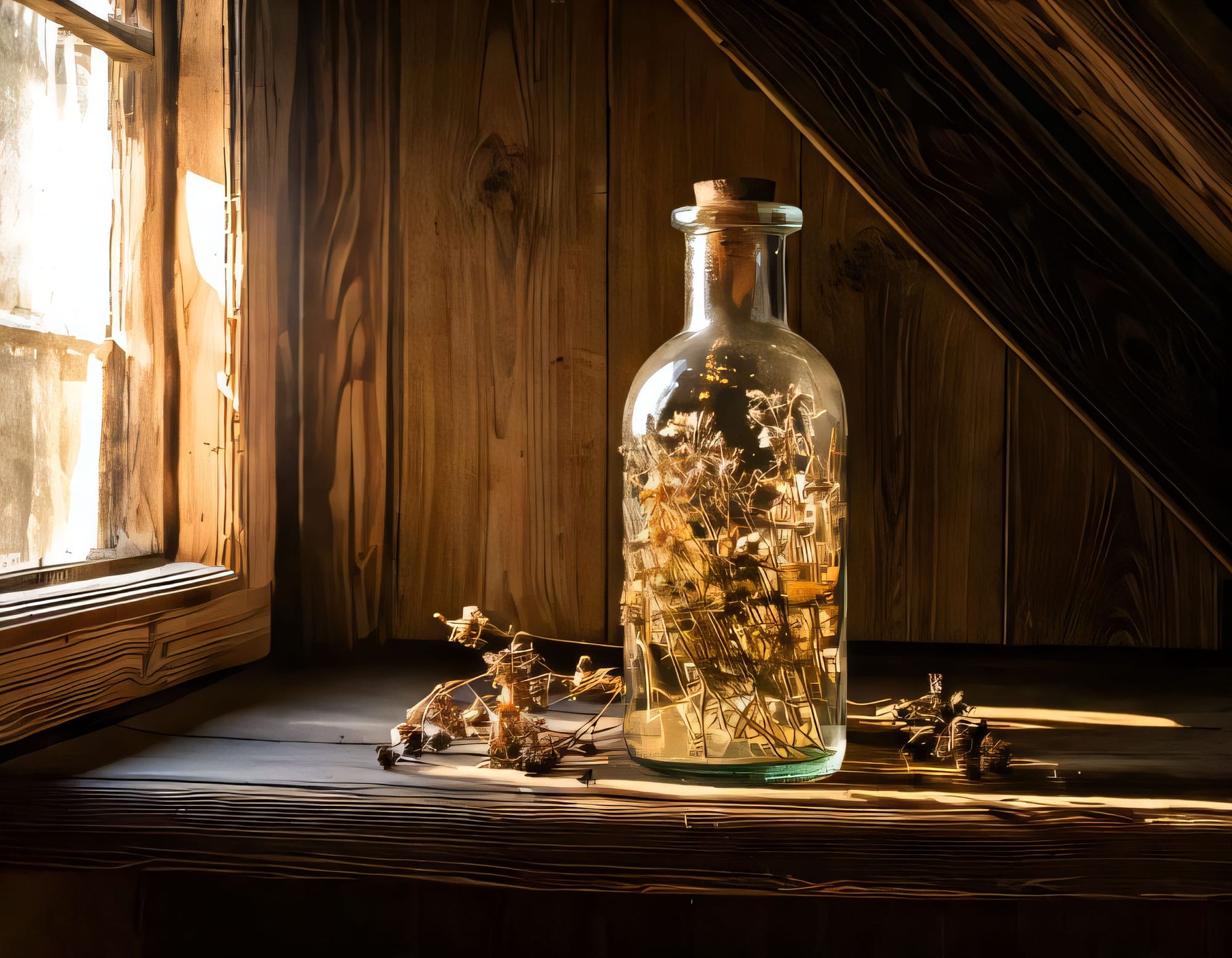 The Silent Poetry of Bottles: A Visual Exploration with Adobe Firefly