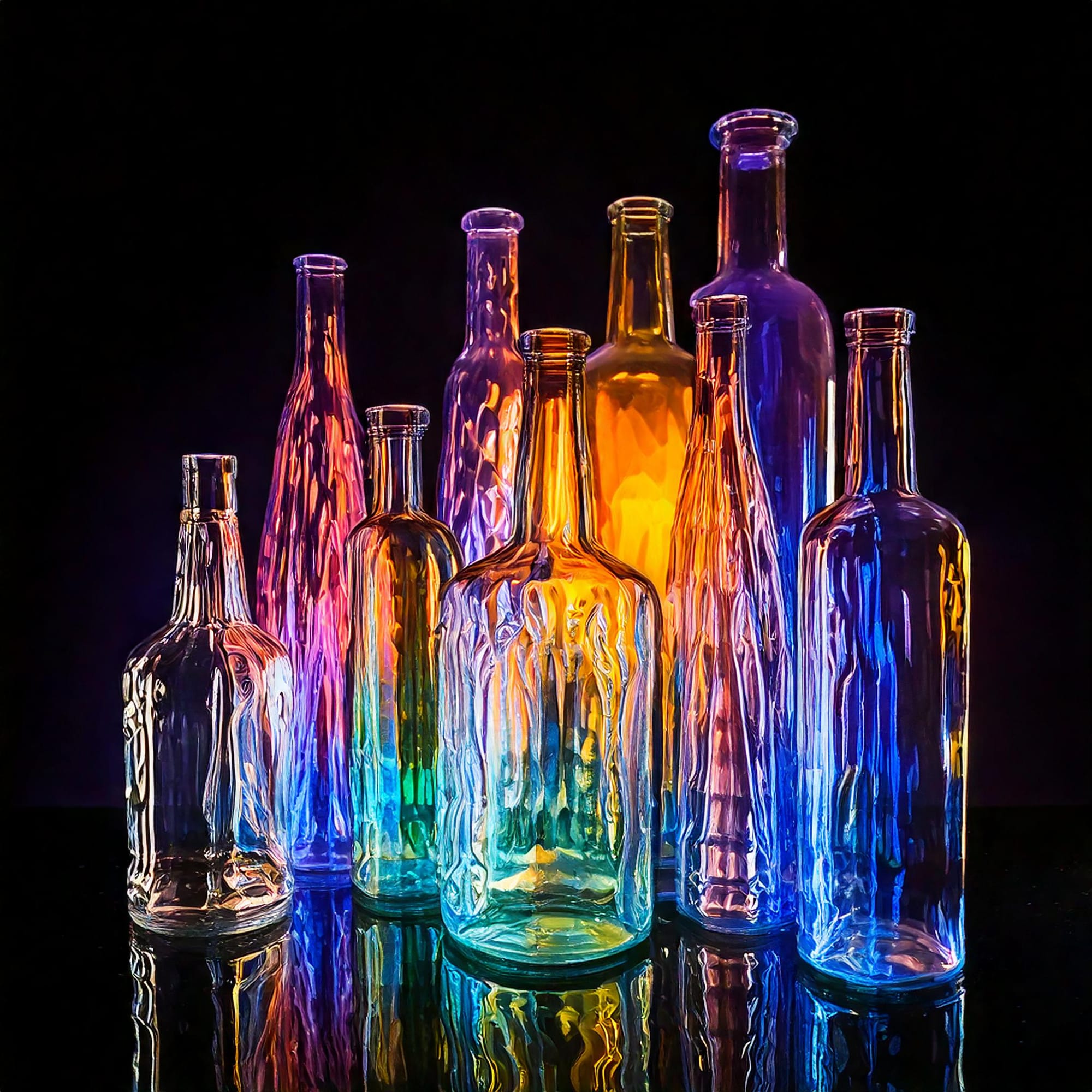 The Silent Poetry of Bottles: A Visual Exploration with Adobe Firefly