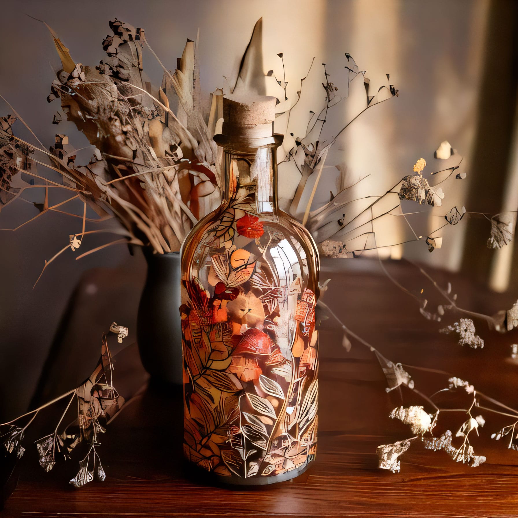 The Silent Poetry of Bottles: A Visual Exploration with Adobe Firefly