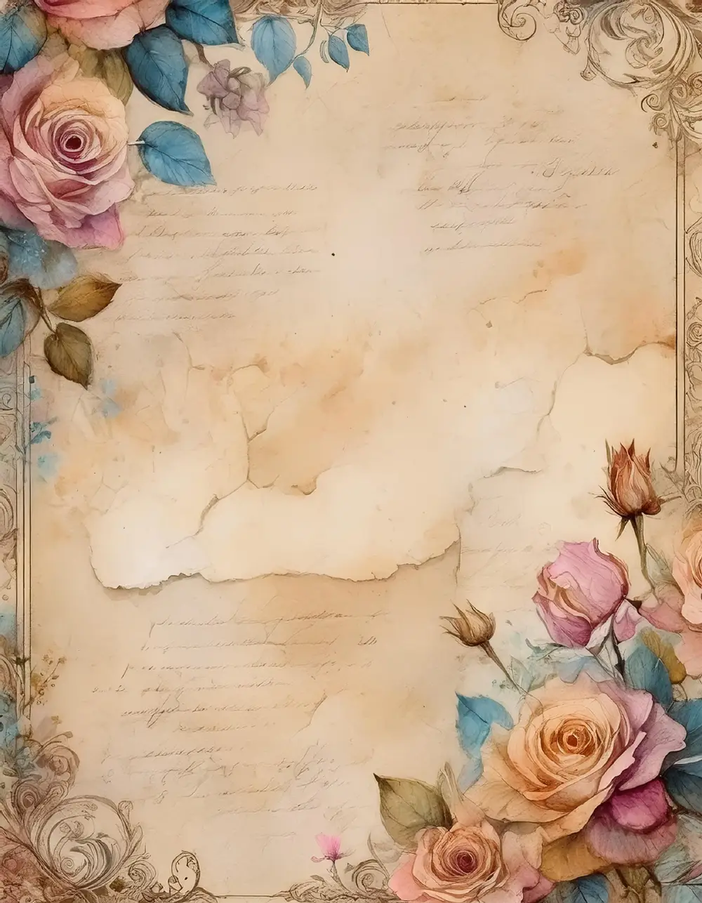 Timeless Blooms: 90 Free Romantic Vintage Floral Paper and Frames Designs