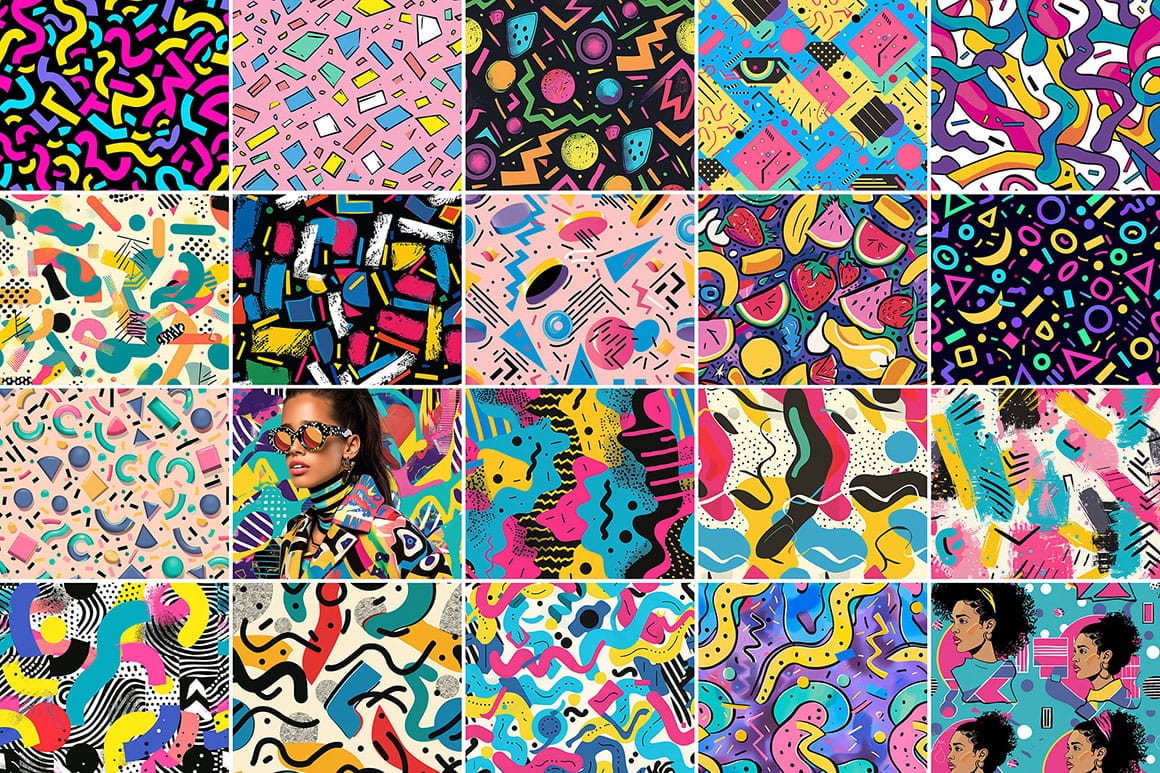 Download 600 Vibrant Free Retro & 90s Patterns