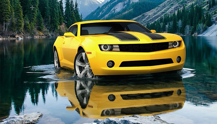 compositing a car into water in nano banana and Photoshop 