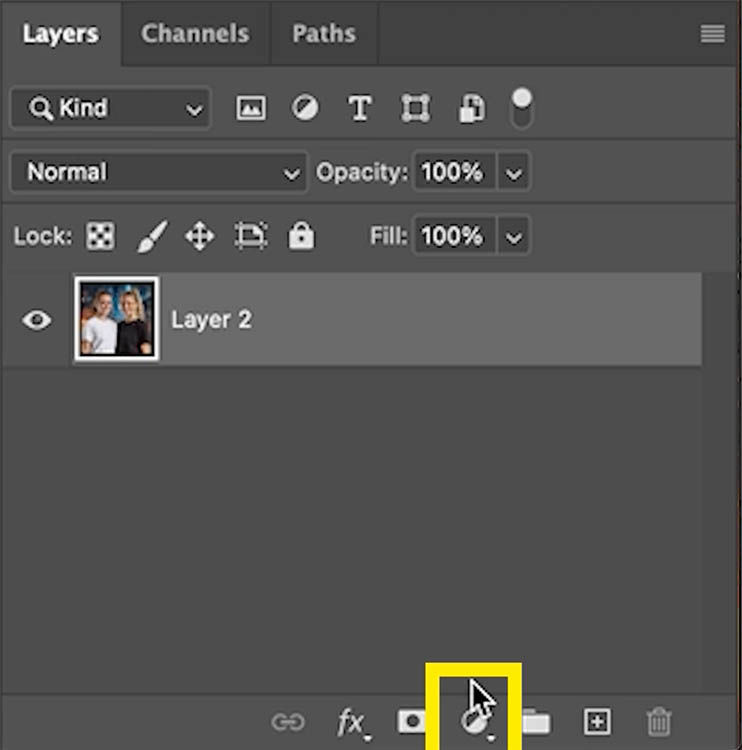 add Adjustment layer icon.