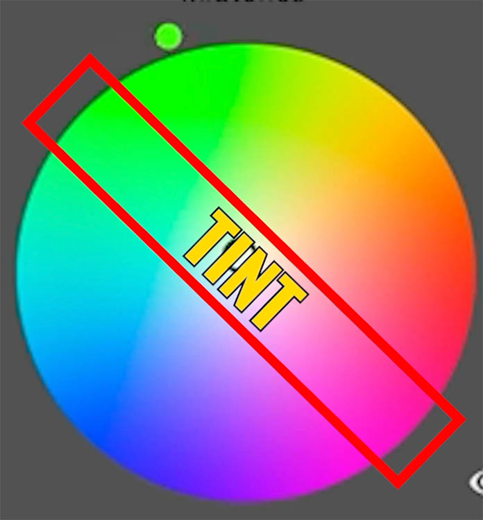 tint on the color wheel