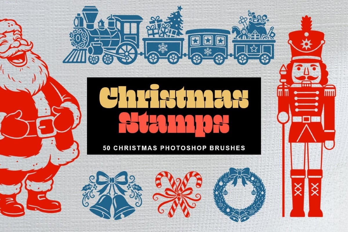 Christmas Stamps: 50 Free Classic Vintage Christmas Photoshop Brushes