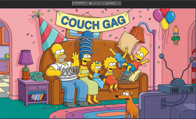 Blank canvas with Simpsons couch gag prompt result