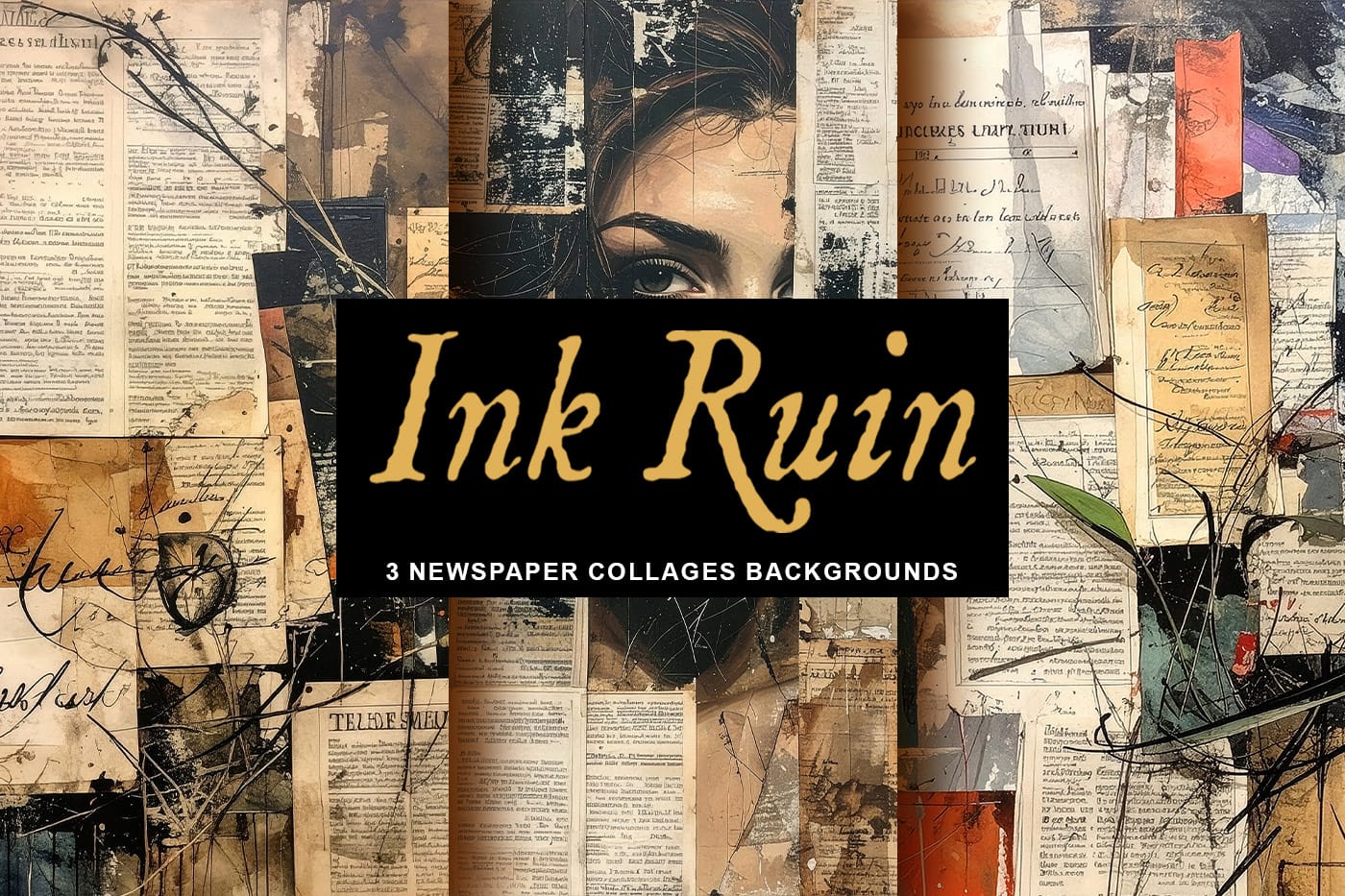 Ink Ruin: 3 Free Grungy Newspaper Collages Journal Pages