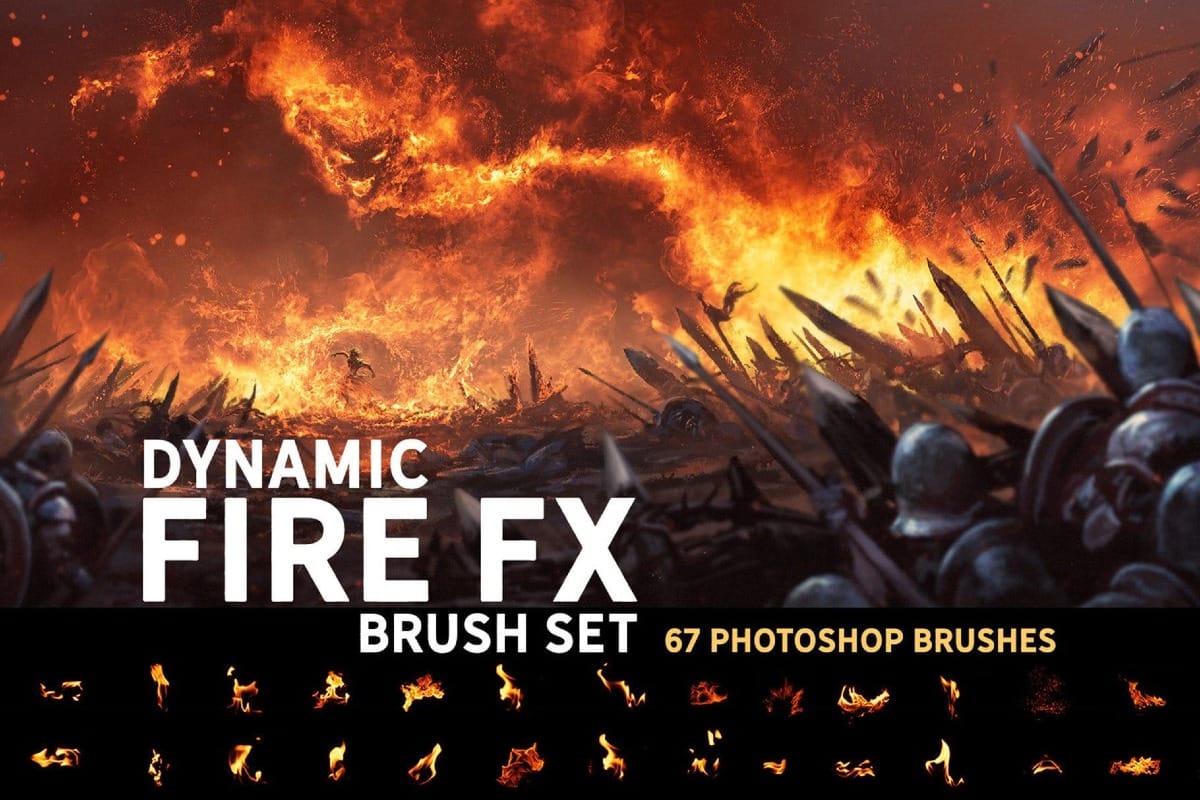 Dynamic Fire FX: 67 Brushes for Realistic Fire Effects