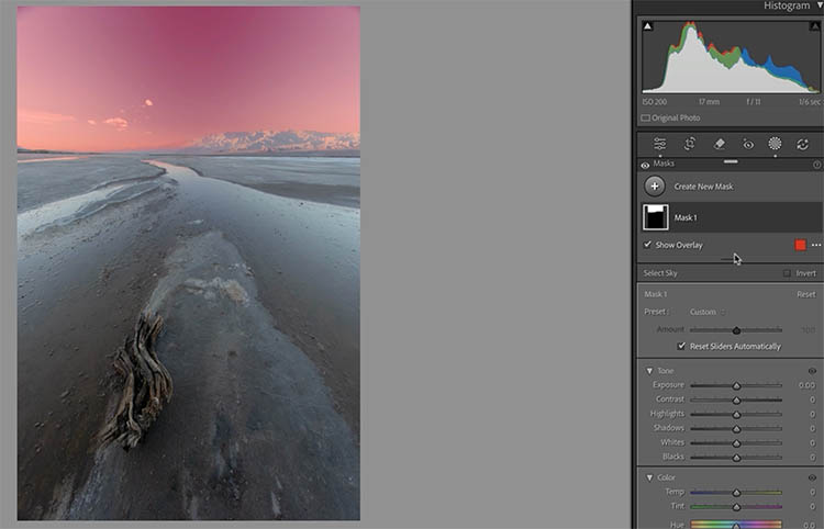 Sky mask selection in lightroom and Camera Raw