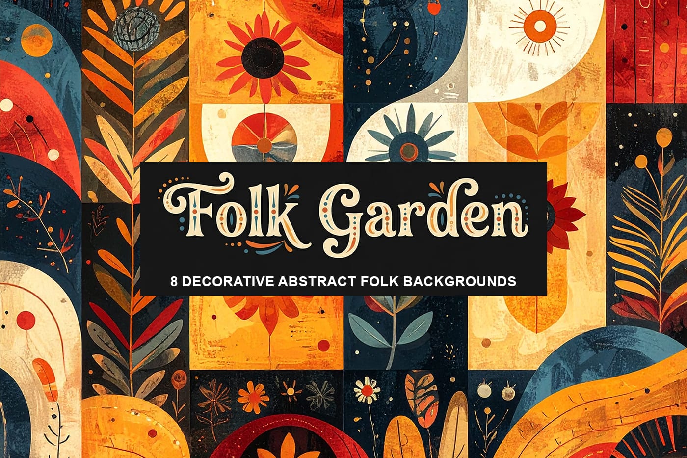 Folk Garden: 8 Free Decorative Abstract Folk Backgrounds