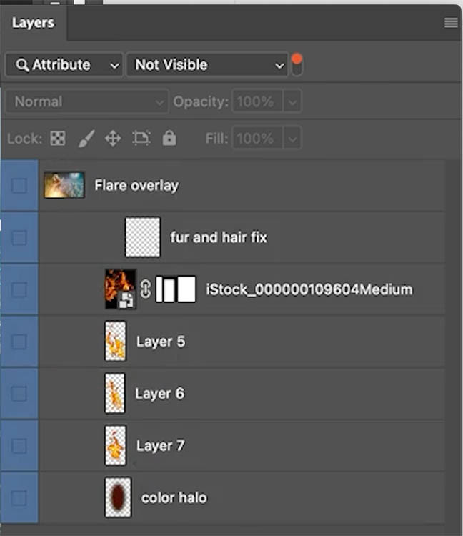 add color label to hidden layers in Photoshop